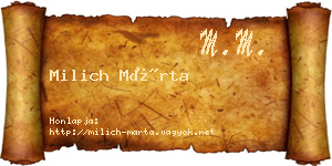 Milich Márta névjegykártya